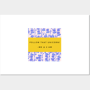 Follow That Unicorn Goofy Quote in Aesthetic Colors Yellow Typography Posters and Art